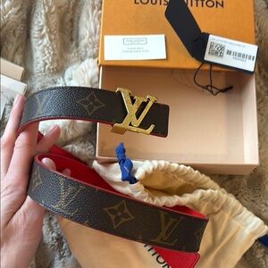 Louis Vuitton Monogram Belt with Gold Accent
